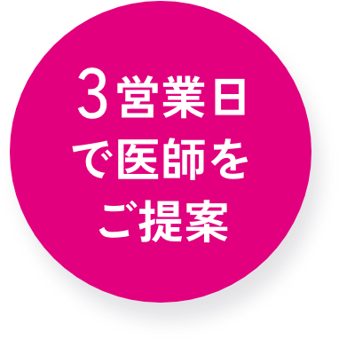 3営業日で医師をご提案